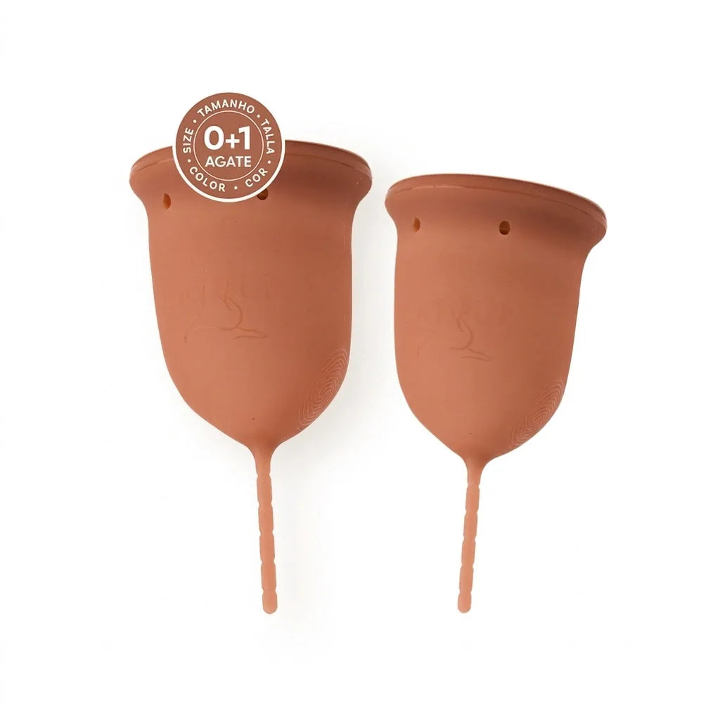 Kit GIOCUP® com dois copos menstruais Agate, tamanhos 0 e 1
