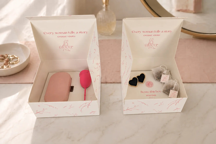 Kit GIOCUP® Rose com as embalagens abertas