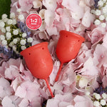 GIOCUP® kit with two Rose menstrual cups, sizes 1 and 2