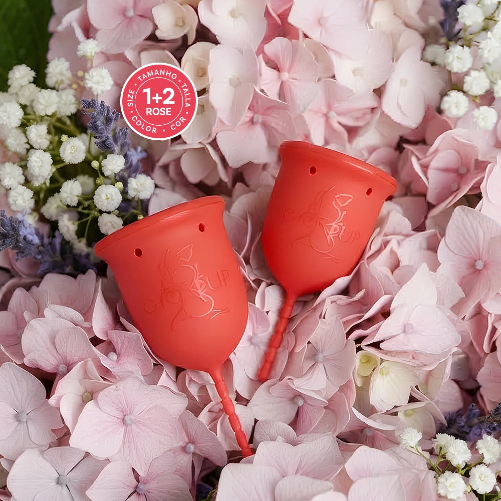 GIOCUP® kit with two Rose menstrual cups, sizes 1 and 2