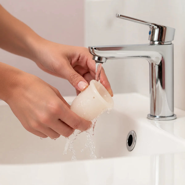 Passo 4: lavar o copo menstrual GIOCUP® com água